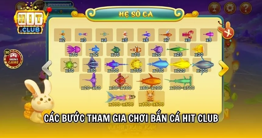 Các bước tham gia chơi bắn cá HIT CLUB