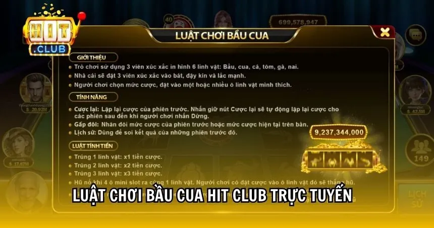 Luật chơi bầu cua HIT CLUB trực tuyến